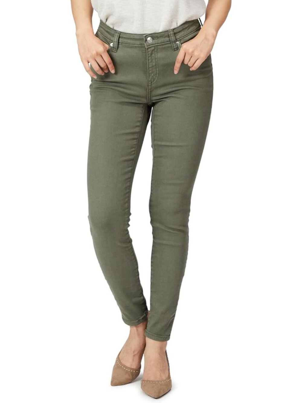 Mid-Rise Stretchy Skinny Denim Jeans with 5 Pockets for Women - Versatile Casual